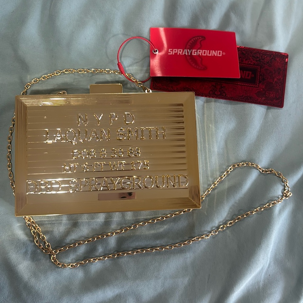 NWT SOLDOUT RARE 1 of 25 Sprayground x Laquan Smith Metallic Gold Clutch